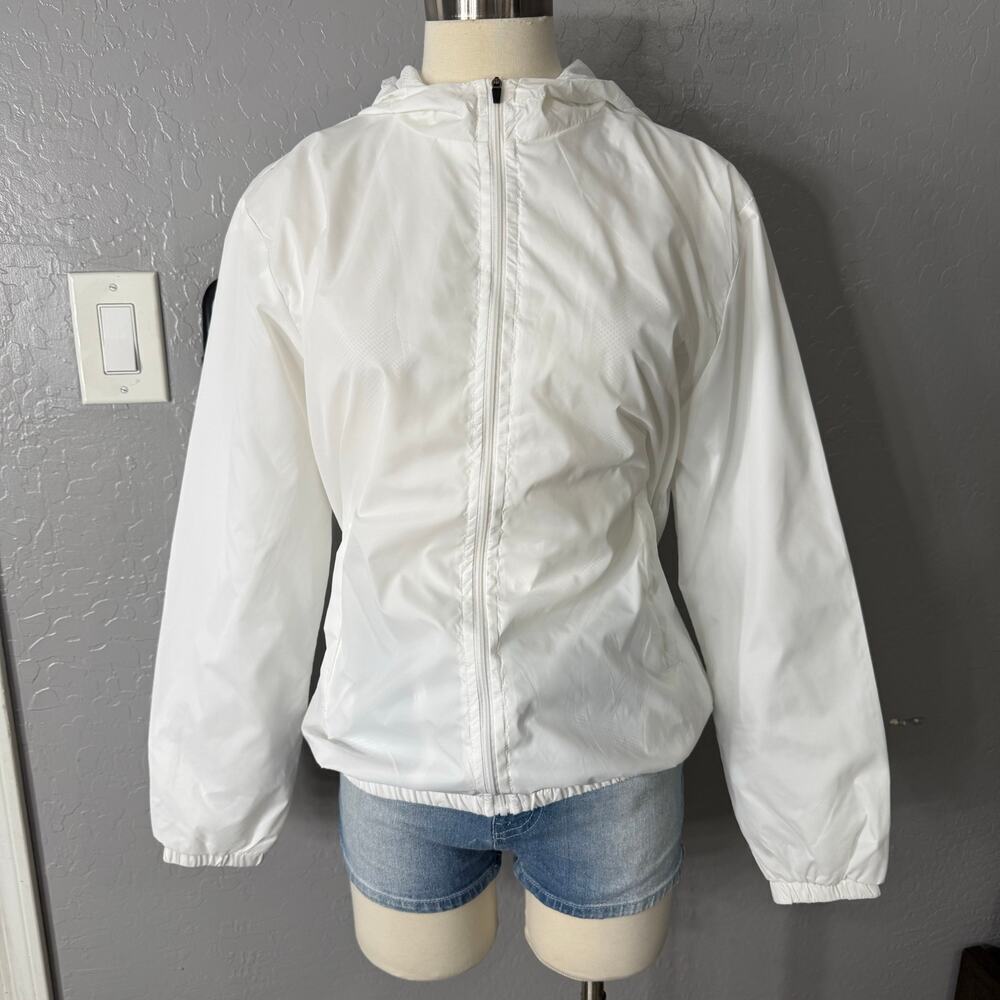 Manfinity Hiking Hoodie Windbreaker White Mesh Lining W/ Pockets, White, Small